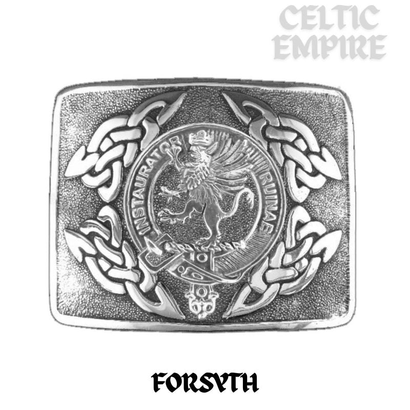 Forsyth Family Clan Crest Interlace Kilt Belt Buckle