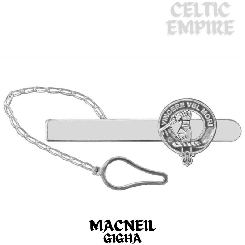 MacNeill Gigha & Colonsay Family Clan Crest Scottish Button Loop Tie Bar Sterling silver