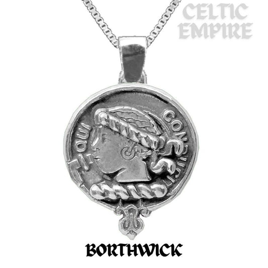 Borthwick Large 1" Scottish Family Clan Crest Pendant - Sterling Silver