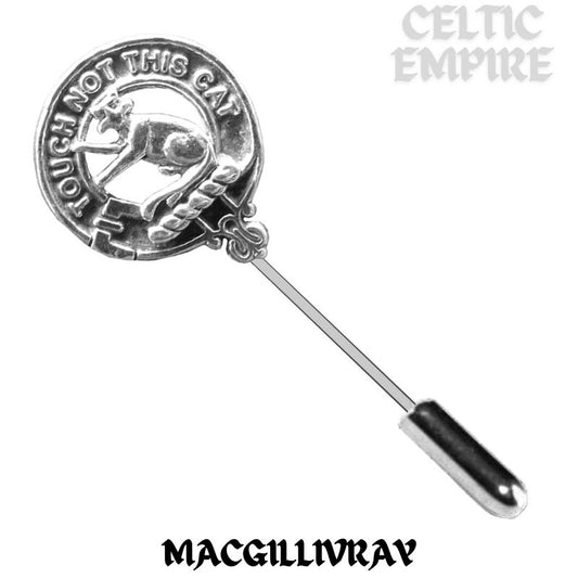 MacGillivray Family Clan Crest Stick or Cravat pin, Sterling Silver
