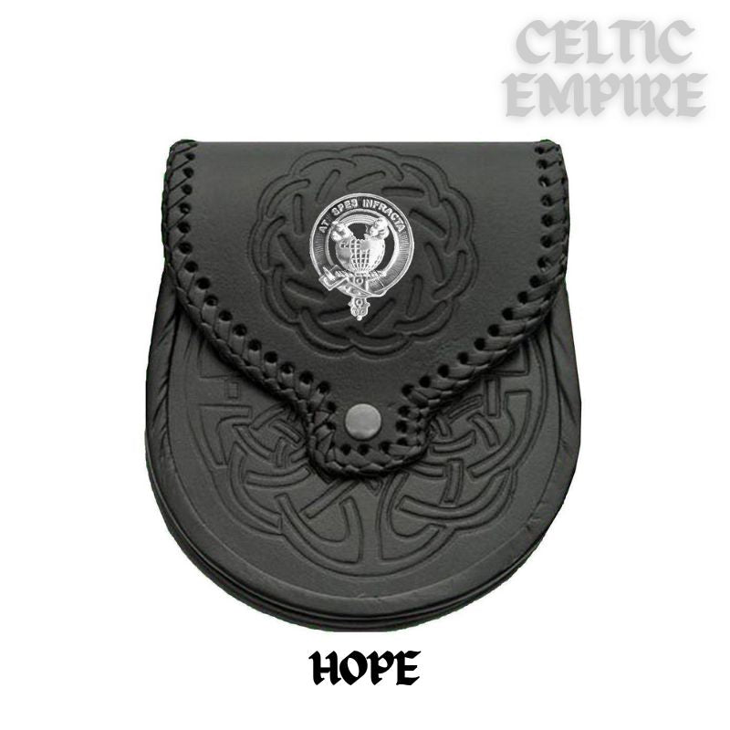 Hope Scottish Family Clan Badge Sporran, Leather