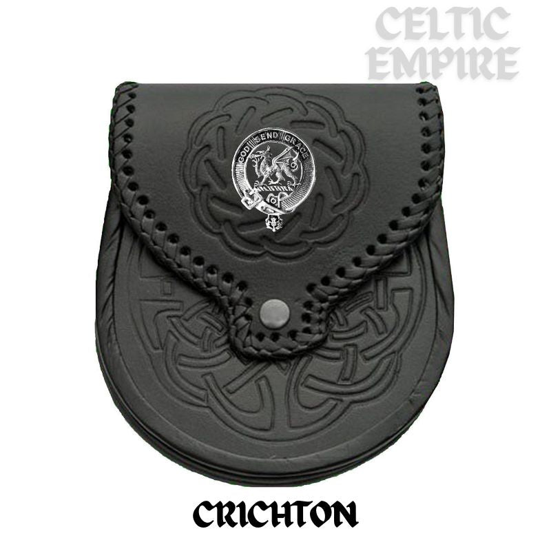 Crichton Scottish Family Clan Badge Sporran, Leather