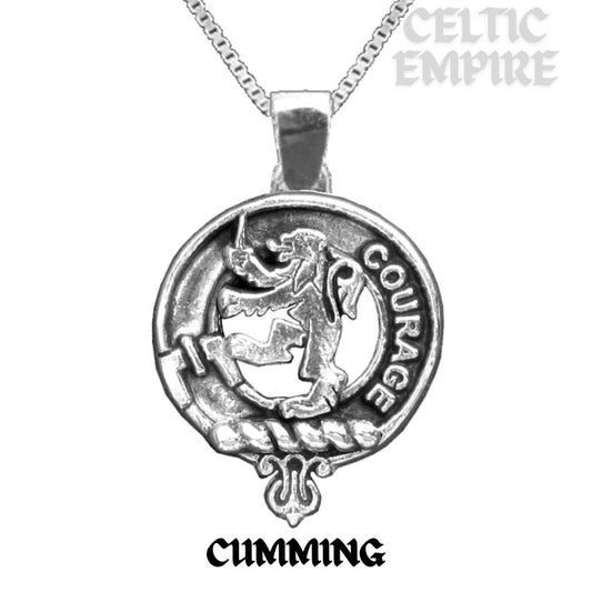 Cumming Large 1" Scottish Family Clan Crest Pendant - Sterling Silver