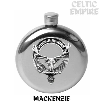 MacKenzie (Seaforth) 5oz Round Family Clan Crest Scottish Badge Flask