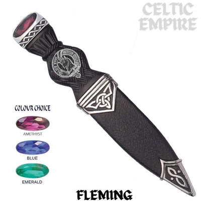 Fleming Interlace Family Clan Crest Sgian Dubh, Scottish Knife