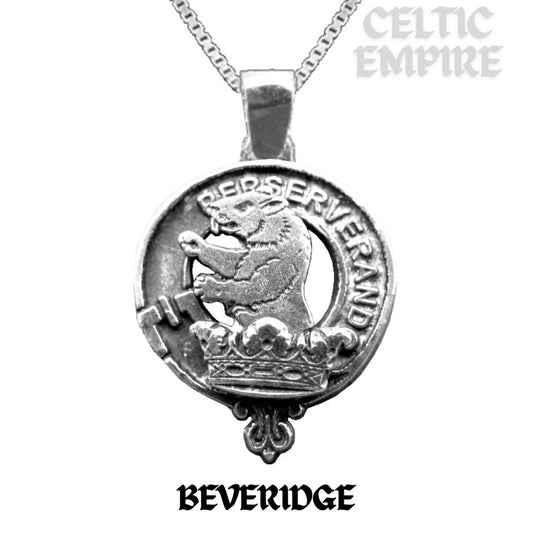 Beveridge Large 1" Scottish Family Clan Crest Pendant - Sterling Silver