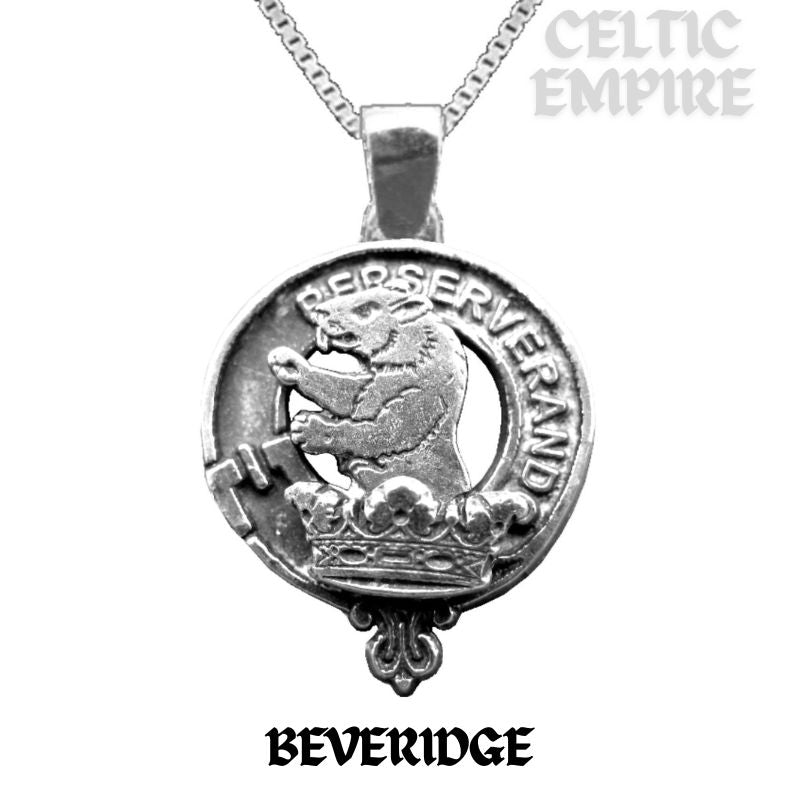 Beveridge Large 1" Scottish Family Clan Crest Pendant - Sterling Silver
