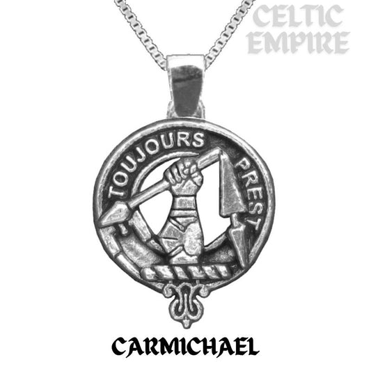 Carmichael Large 1" Scottish Family Clan Crest Pendant - Sterling Silver