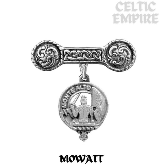 Mowatt Family Clan Crest Iona Bar Brooch - Sterling Silver