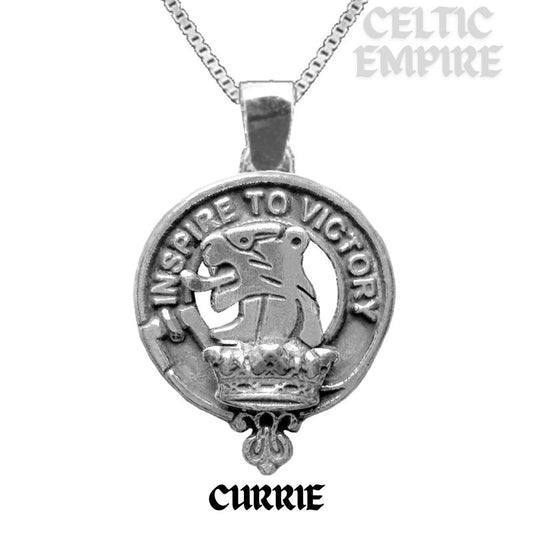 Currie Large 1" Scottish Family Clan Crest Pendant - Sterling Silver