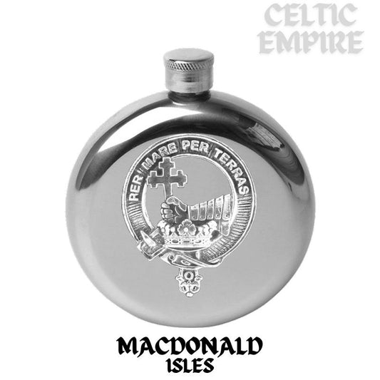 MacDonald (Isles) 5oz Round Family Clan Crest Scottish Badge Flask