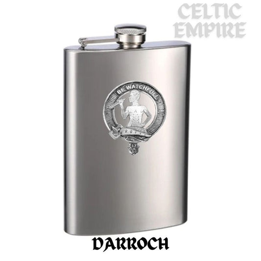 Darroch Family Clan Crest Scottish Badge Stainless Steel Flask 8oz
