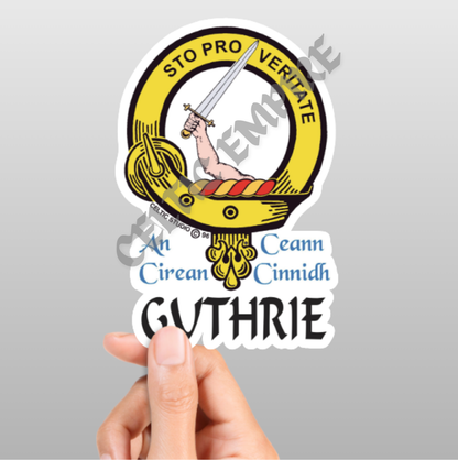 Guthrie Family Clan Crest Decal | Custom Scottish Heritage Car & Laptop Stickers