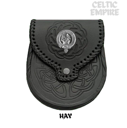 Hay Scottish Family Clan Badge Sporran, Leather