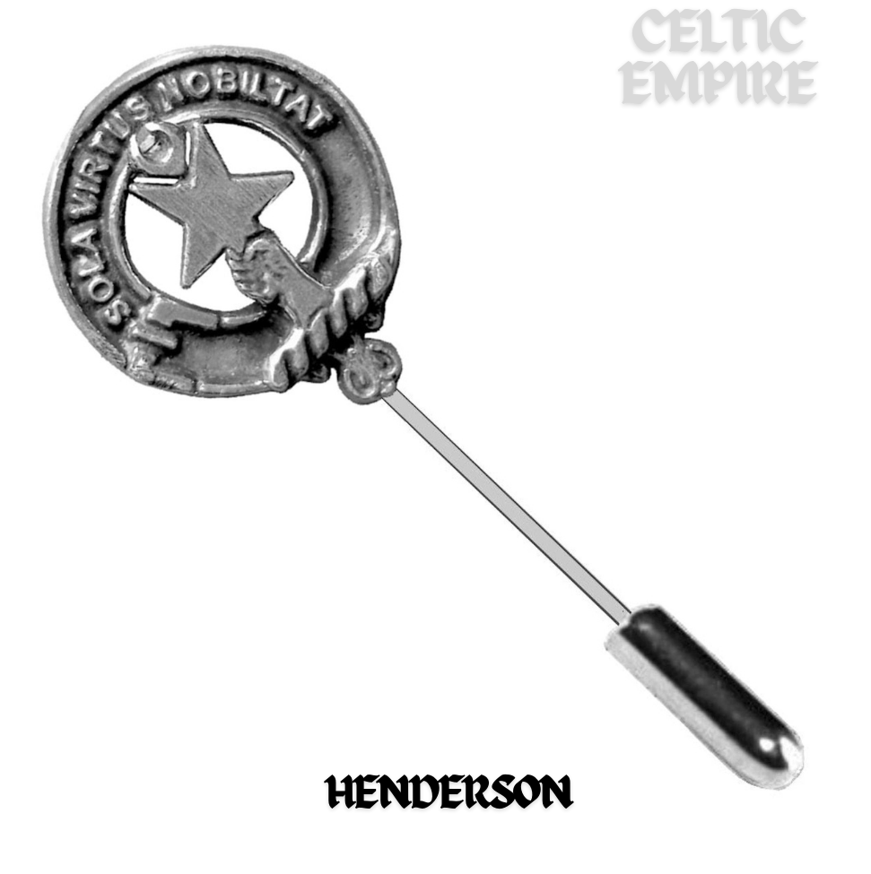 Henderson Family Clan Crest Stick or Cravat pin, Sterling Silver