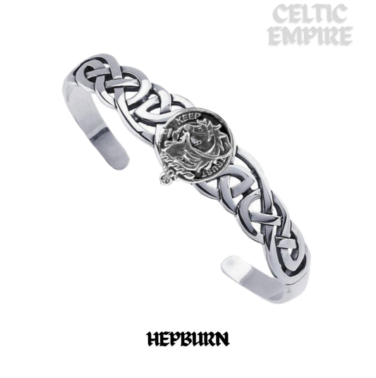 Hepburn Family Clan Crest Celtic Cuff Bracelet