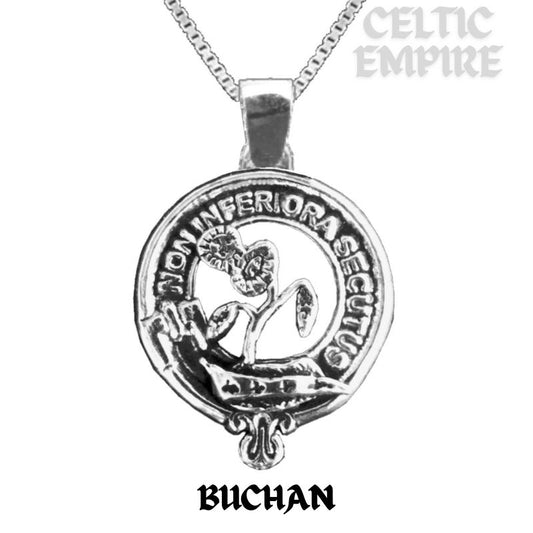 Buchan Large 1" Scottish Family Clan Crest Pendant - Sterling Silver