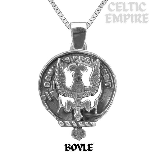 Boyle Large 1" Scottish Family Clan Crest Pendant - Sterling Silver