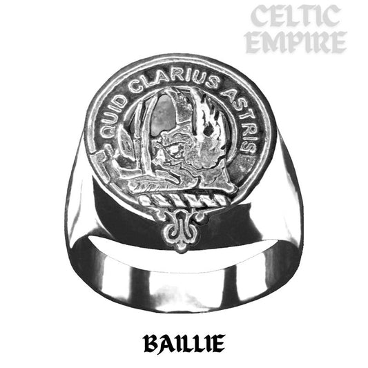 Baillie Scottish Family Clan Crest Ring ~  Sterling Silver and Karat Gold