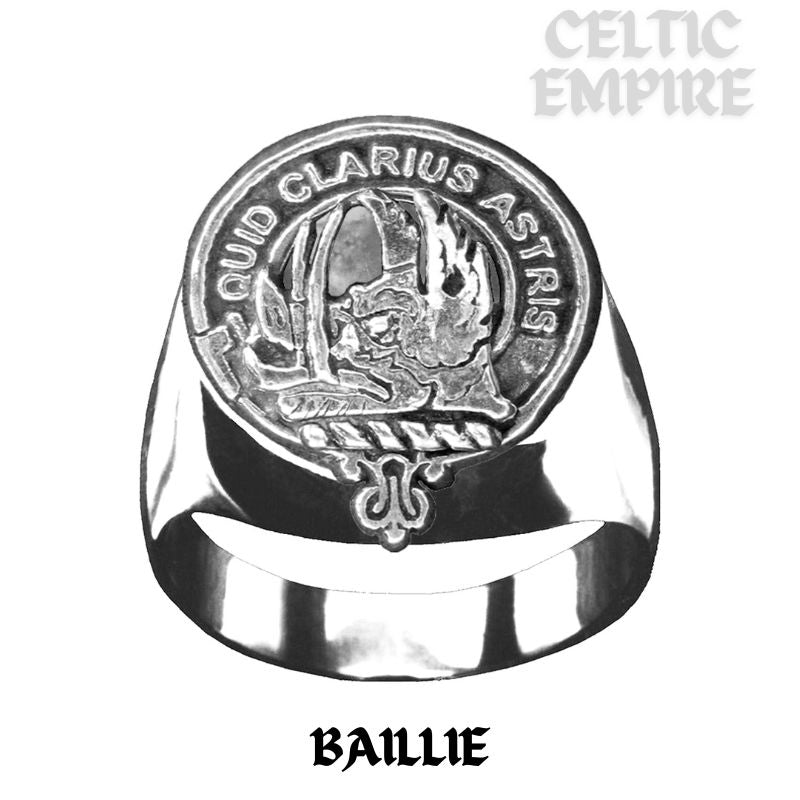 Baillie Scottish Family Clan Crest Ring ~  Sterling Silver and Karat Gold