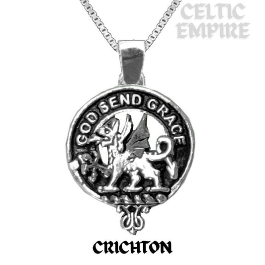 Crichton Large 1" Scottish Family Clan Crest Pendant - Sterling Silver