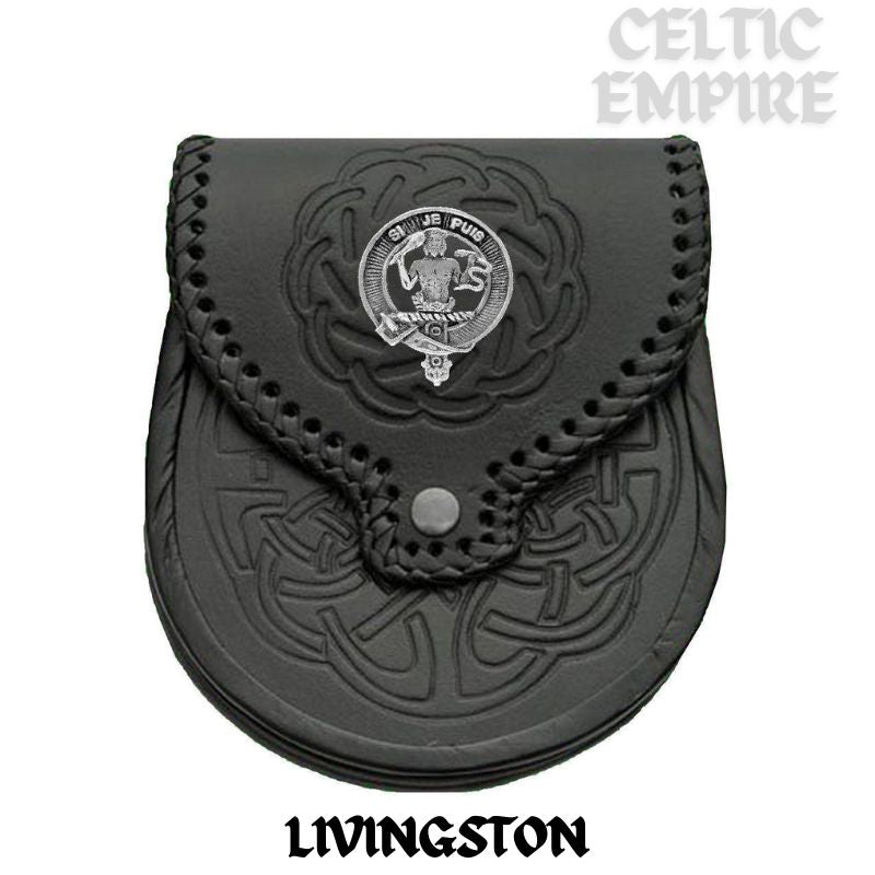 Livingston Scottish Family Clan Badge Sporran, Leather