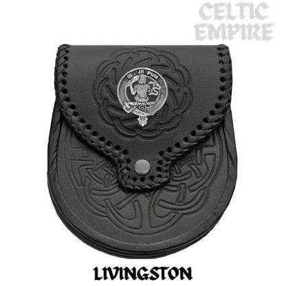 Livingston Scottish Family Clan Badge Sporran, Leather