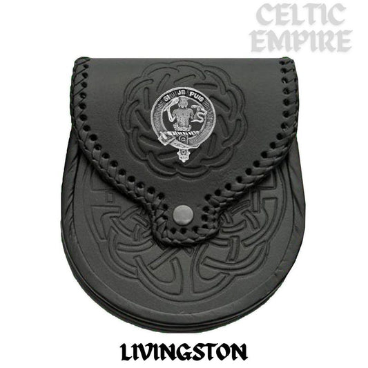 Livingston Scottish Family Clan Badge Sporran, Leather