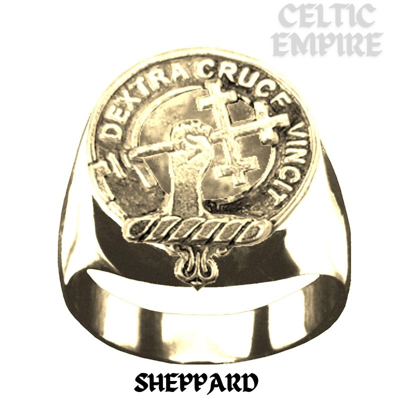 Sheppard Scottish Family Clan Crest Ring Sterling Silver and Karat Gold