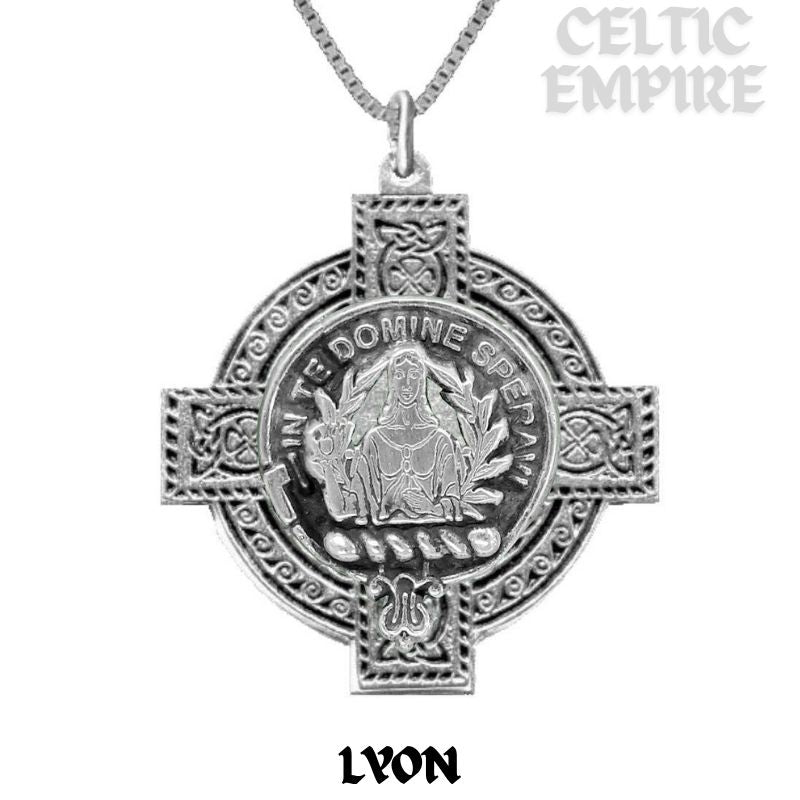 Lyon Family Clan Crest Celtic Cross Pendant Scottish