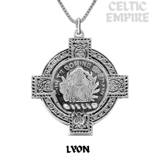 Lyon Family Clan Crest Celtic Cross Pendant Scottish