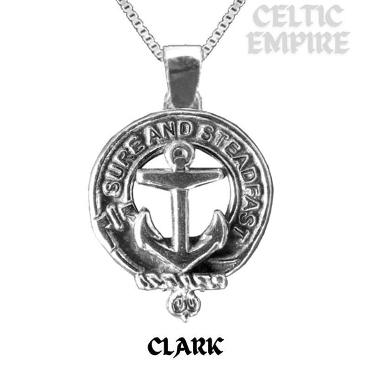Clark Large 1" Scottish Family Clan Crest Pendant - Sterling Silver
