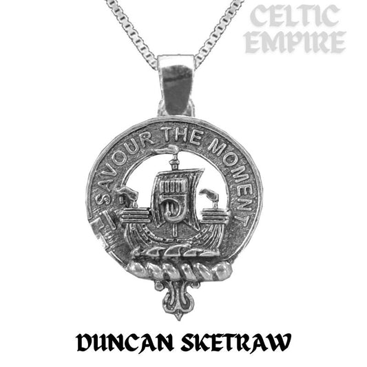 Duncan Sketraw Large 1" Scottish Family Clan Crest Pendant - Sterling Silver