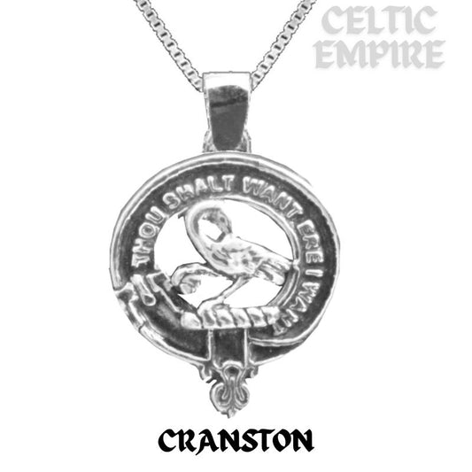 Cranston Large 1" Scottish Family Clan Crest Pendant - Sterling Silver