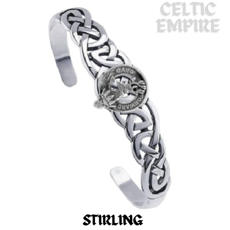 Stirling Family Clan Crest Celtic Cuff Bracelet
