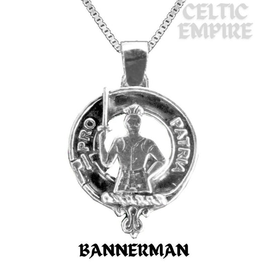 Bannerman Large 1" Scottish Family Clan Crest Pendant - Sterling Silver