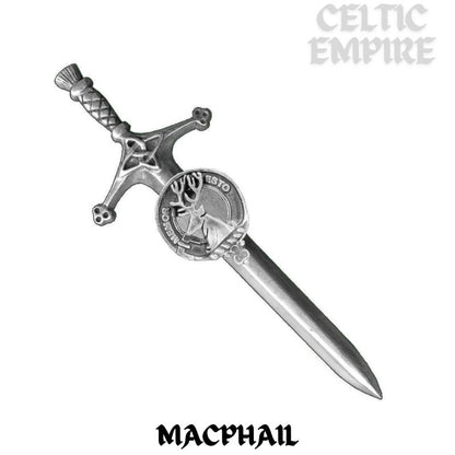 MacPhail Family Clan Crest Kilt Pin, Scottish Pin