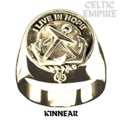 Kinnear Scottish Family Clan Crest Ring Sterling Silver and Karat Gold