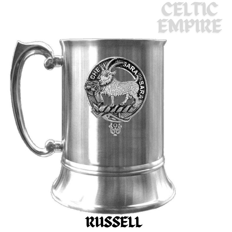 Russell (Goat Old) Scottish Family Clan Crest Badge Tankard