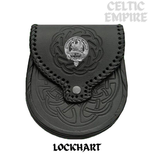 Lockhart Scottish Family Clan Badge Sporran, Leather