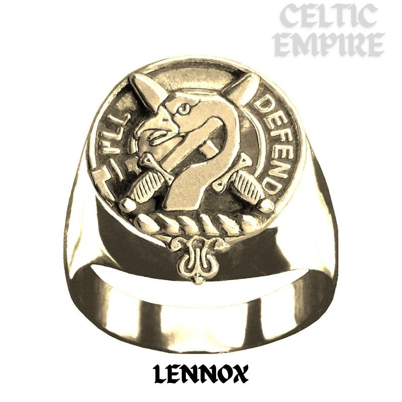 Lennox Scottish Family Clan Crest Ring Sterling Silver and Karat Gold