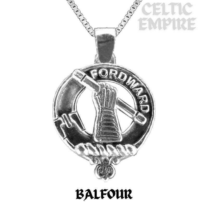 Balfour Large 1" Scottish Family Clan Crest Pendant - Sterling Silver