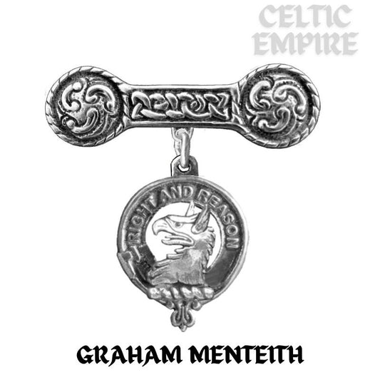 Graham (Menteith) Family Clan Crest Iona Bar Brooch - Sterling Silver