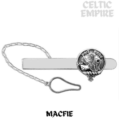 MacFie Family Clan Crest Scottish Button Loop Tie Bar Sterling silver