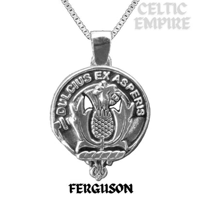 Ferguson Large 1" Scottish Family Clan Crest Pendant - Sterling Silver