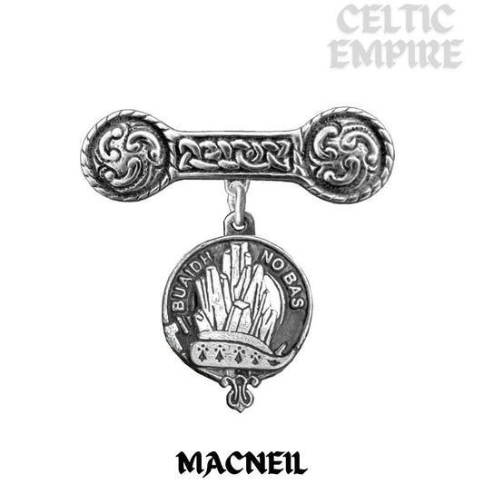 MacNeill (Old) Family Clan Crest Iona Bar Brooch - Sterling Silver