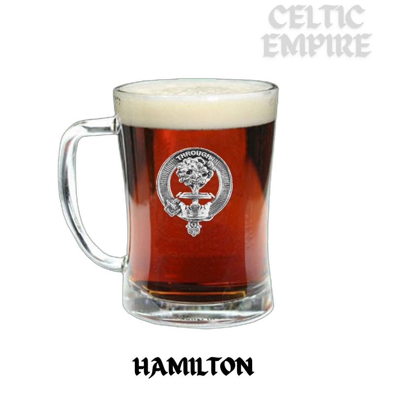 Hamilton Crest Badge Beer Mug, Scottish Glass Tankard