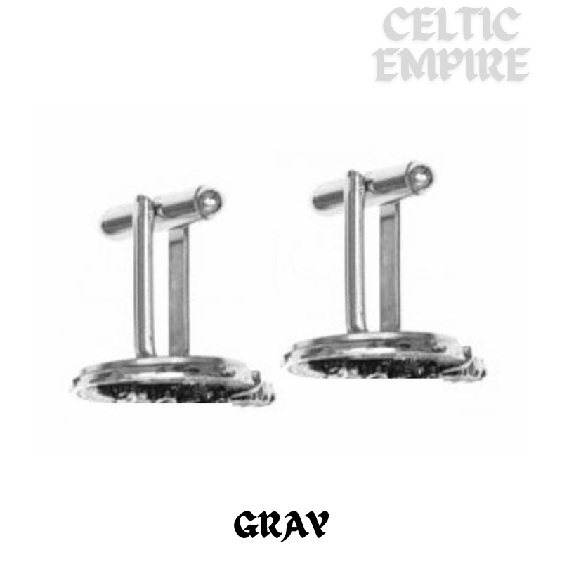 Gray Family Clan Crest Scottish Cufflinks; Pewter, Sterling Silver and Karat Gold