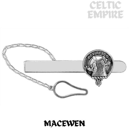 MacEwen Family Clan Crest Scottish Button Loop Tie Bar Sterling silver