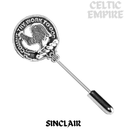 Sinclair Family Clan Crest Stick or Cravat pin, Sterling Silver